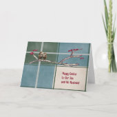 Pasen Kaart voor Zoon en Echtgenoot Geplakt met Ei (Voorkant)