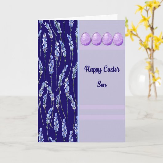Pasen Kaart voor Zoon met eieren (Gele Bloem)