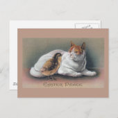 Pasen Kat en Chick Feestdagenkaart (Voorkant / Achterkant)