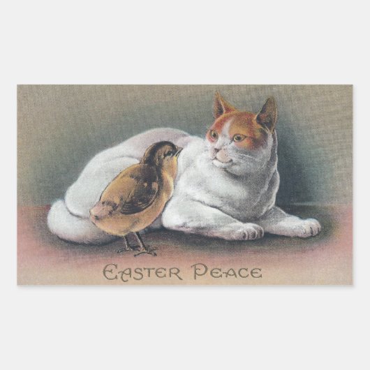Pasen Kat en Chick Rechthoekige Sticker (Voorkant)