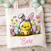 Pasen Kinder naam Meisjes Bunny Chick Tote Bag