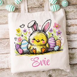 Pasen Kinder naam Meisjes Bunny Chick Tote Bag