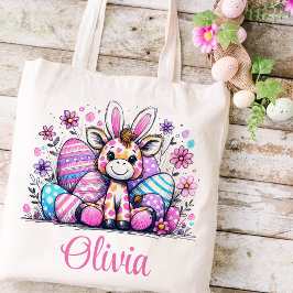 Pasen Kinder naam Meisjes Bunny Giraffe Tote Bag