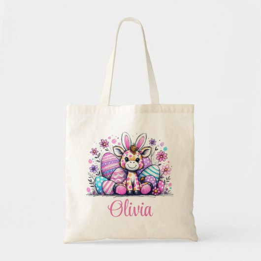 Pasen Kinder naam Meisjes Bunny Giraffe Tote Bag (Voorkant)