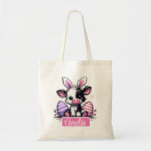 Pasen Kinder naam Meisjes Bunny Koe Tote Bag (Voorkant)