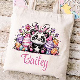 Pasen Kinder naam Meisjes Bunny Panda Beer Tote Bag