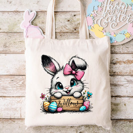 Pasen Kinder naam Meisjes Bunny Tote Bag