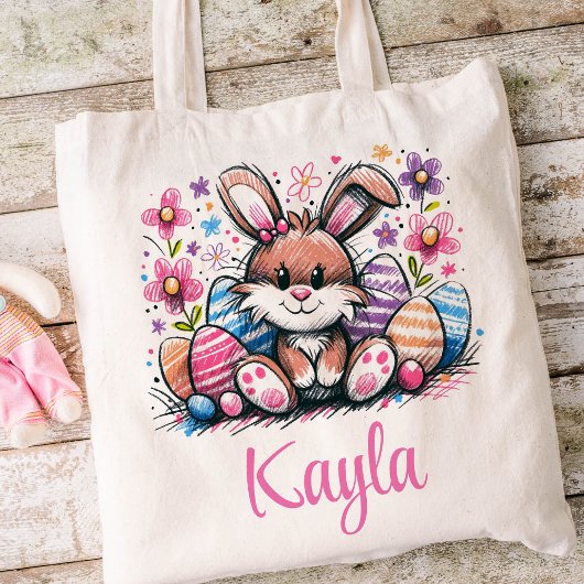 Pasen Kinder naam Meisjes Konijnenkonijn Tote Bag