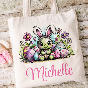 Pasen Kinder naam Meisjes Konijnenschildpad Tote Bag