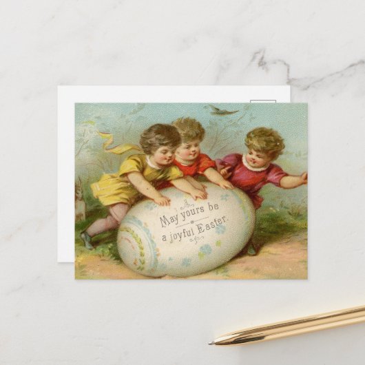 Pasen kinderen Briefkaart (Voorkant / Achterkant in situ)