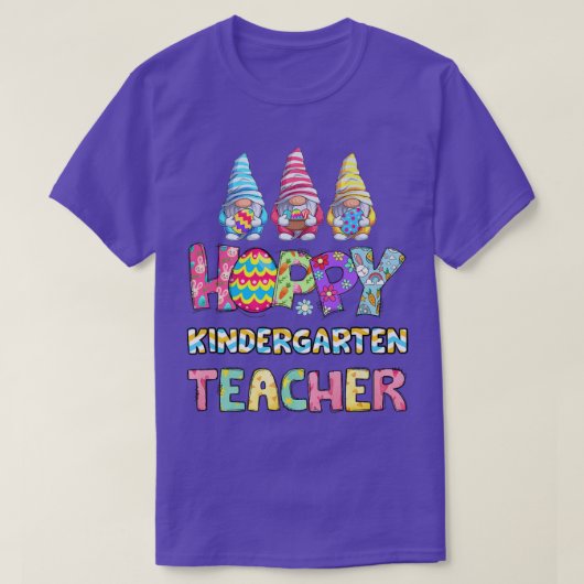 Pasen Kindergarten Leerleraar Tie Dye Gnomes Eggs  T-shirt (Design voorkant)
