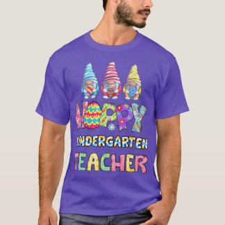 Pasen Kindergarten Leerleraar Tie Dye Gnomes Eggs  T-shirt