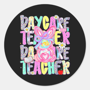 Pasen Kinderopvang Leraar Cute Kleurrijk Lenteshir Ronde Sticker