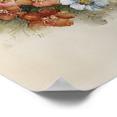 Pasen Kip Haantje Bloemen Printbaar, Vintage Poster (Hoek)