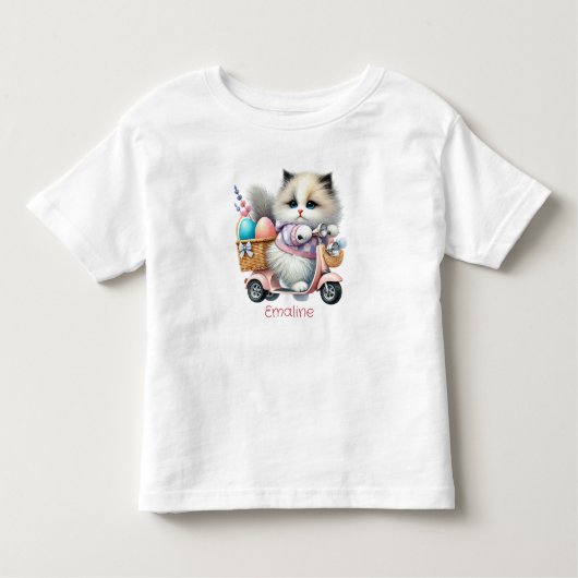 Pasen kitten op een scooter kinder shirts (Voorkant)