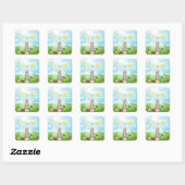 Pasen Klassieke Konijn Vierkante Sticker (Vel)