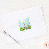 Pasen Klassieke Konijn Vierkante Sticker (Envelop)