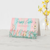 Pasen, kleindochter, konijnentuinieren, hek kaart (Gele Bloem)