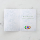 Pasen. Kleindochter. Konijntje, eieren en vlinder Feestdagen Kaart (Binnen)