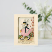  Pasen, kleine Bunny in Pasen Bonnet Briefkaart (Staand voorkant)