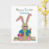 Pasen, kleinzoon, gevulde paashaas kaart (Gele Bloem)