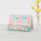 Pasen, kleinzoon, konijnentuinieren, hek kaart (Gele Bloem)