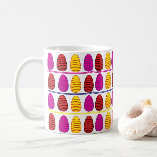Pasen Kleurrijke Happy Easter Eggs Pasen Koffiemok (Met donut)