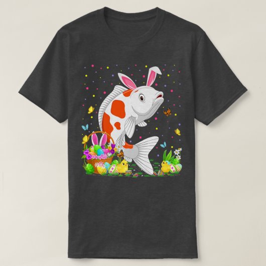 Pasen Koi Fish Bunny Egg Hunting Koi Paasunda T-shirt (Design voorkant)