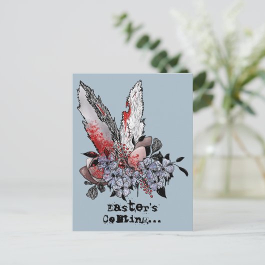 Pasen komt Bunny Horror tegen Briefkaart (Staand voorkant)
