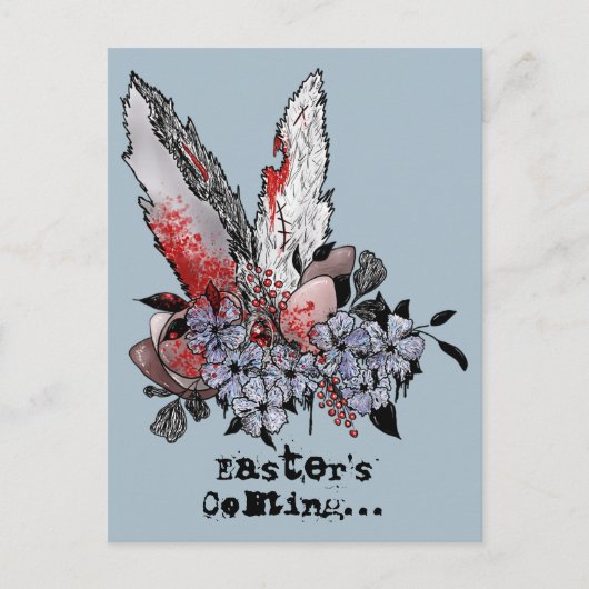 Pasen komt Bunny Horror tegen Briefkaart (Voorkant)
