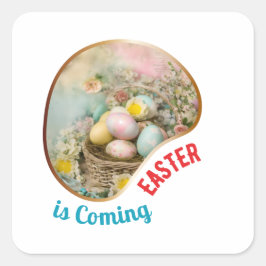 Pasen komt eraan - primitief vierkante sticker