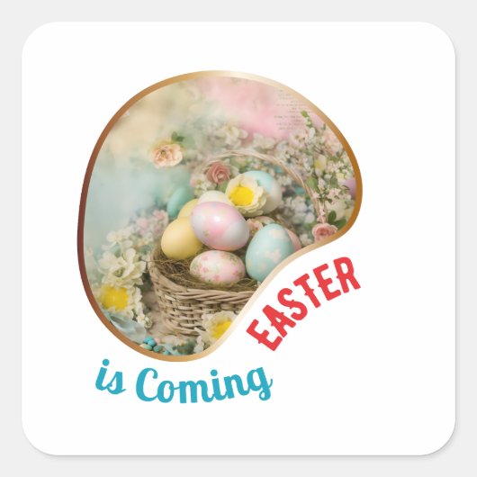 Pasen komt eraan - primitief vierkante sticker (Voorkant)