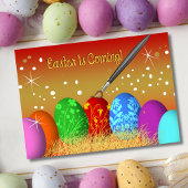 Pasen komt met paaseieren en schilderpenselen feestdagen kaart