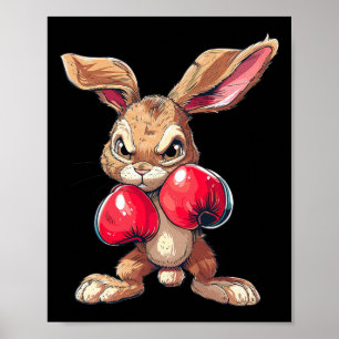 Pasen Konijn Bunny Bokser Boksen Kickboksen Martia Poster