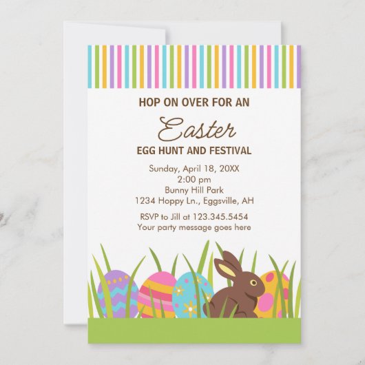 Pasen Konijn Eieren Jacht Uitnodiging (Voorkant)