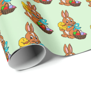 Pasen Konijn en Kuiken Cadeauverpakkings Papier