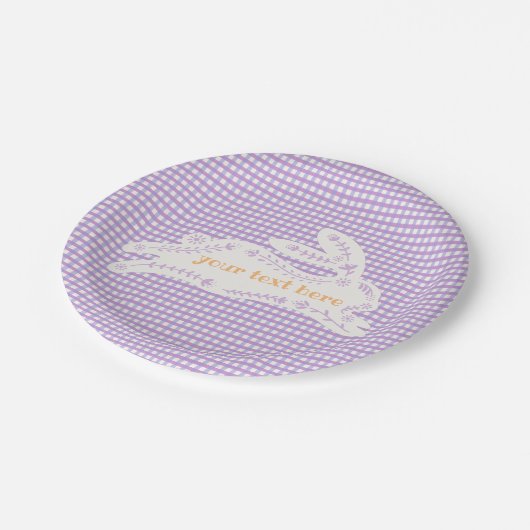 Pasen Konijn Gingham Aangepast Papieren Bordje (Gekanteld)