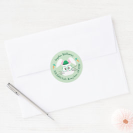 Pasen konijn groene retouradresstickers ronde sticker
