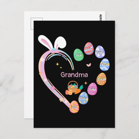 Pasen Konijn Hart Pasen Ei Oma Familienaam Briefkaart (Voorkant / Achterkant)