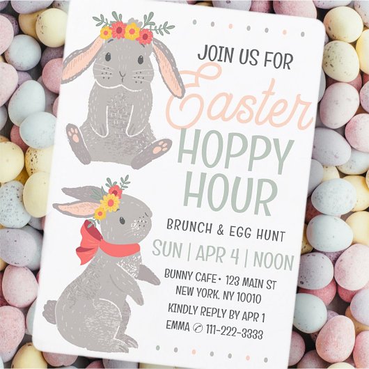 Pasen Konijn Hoppy Hour Brunch en Ei Hunt Kaart