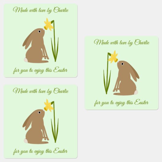 Pasen Konijn Konijn en Narcis bloem Aangepast Labels (Groep)