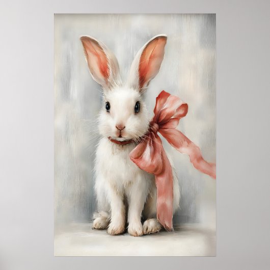 Pasen Konijn met Strik Nursery Printbare, Vintage Poster (Voorkant)