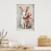 Pasen Konijn met Strik Nursery Printbare, Vintage Poster (Keuken)