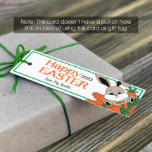 Pasen konijn met wortels label (1x3 inch)