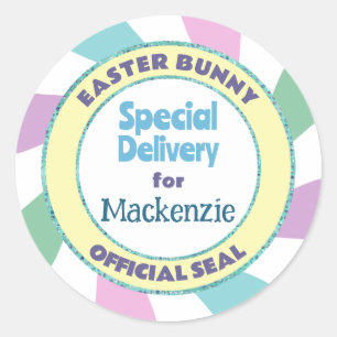 Pasen Konijn Officiële Stempel Speciale Levering Ronde Sticker