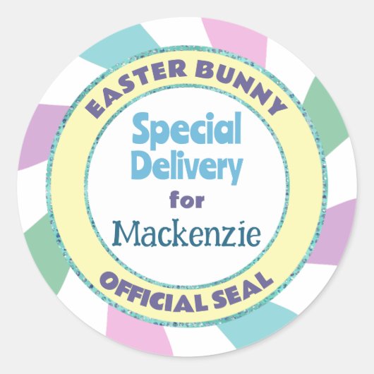 Pasen Konijn Officiële Stempel Speciale Levering Ronde Sticker (Voorkant)