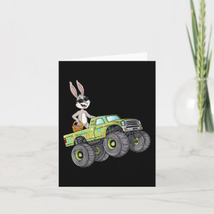 Pasen Konijn Rijden Monster Truck Leuke Jongens Me Kaart