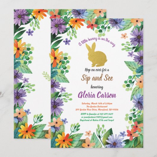 Pasen konijn sip en see uitnodiging (Voorkant / Achterkant)