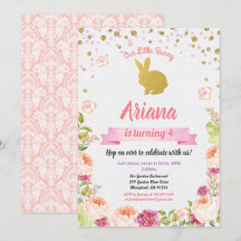 Pasen konijn verjaardagsuitnodiging voor meisje kaart