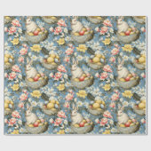 Pasen  konijnenlentepatroon cadeaupapier (Vlak)